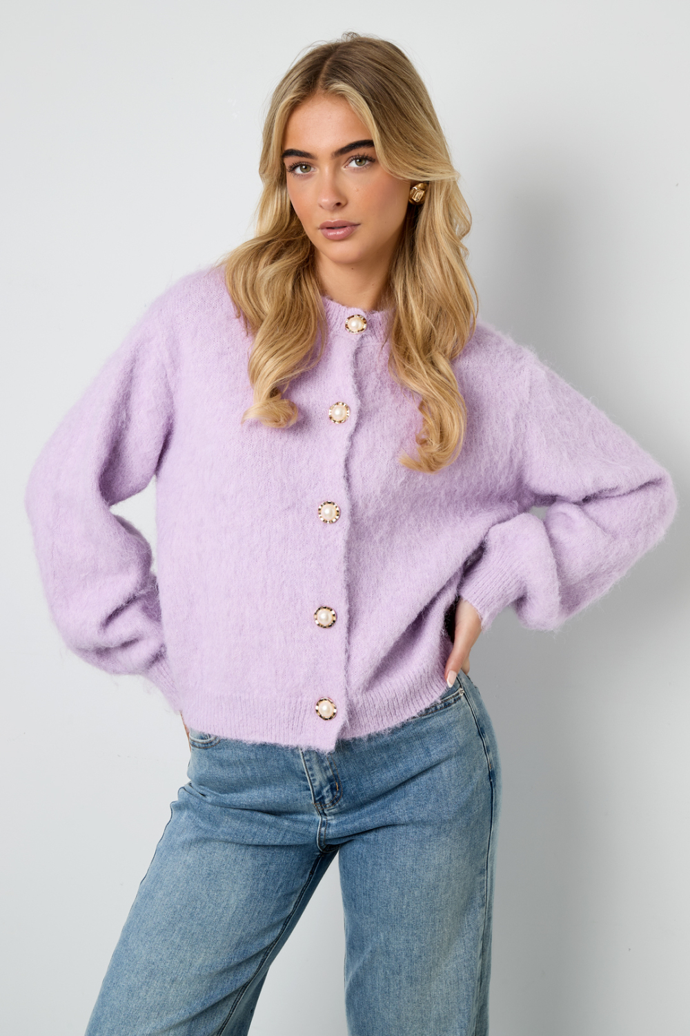 Tricot En Fibre De Polyester Femme Cardigan Tricoté Décontracté Couleur Unie h5Image8