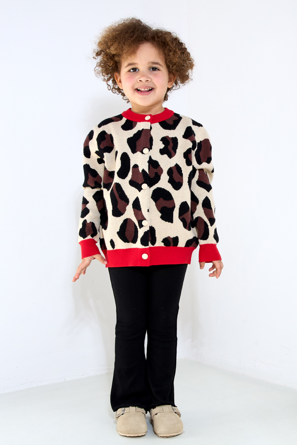 Cardigan Tricot Viscose Femme Imprimé Léopard Motif Élégant h5Image5