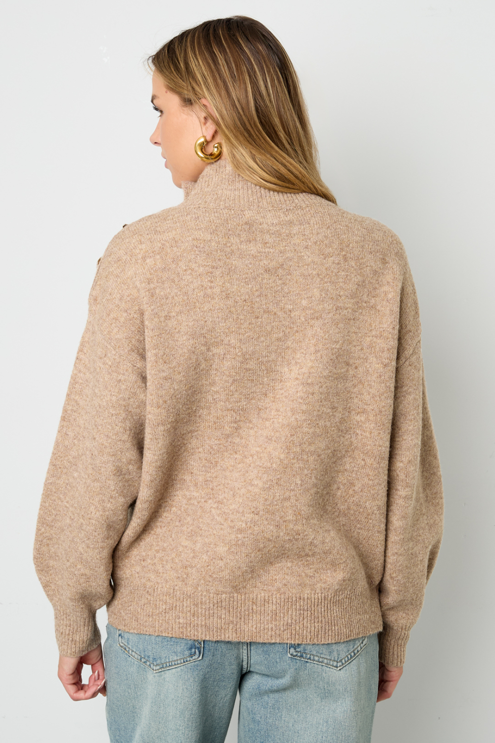 Pull Col Roulé Femme En Fibre De Polyester Tricotée Style Décontracté Couleur Unie h5Image11