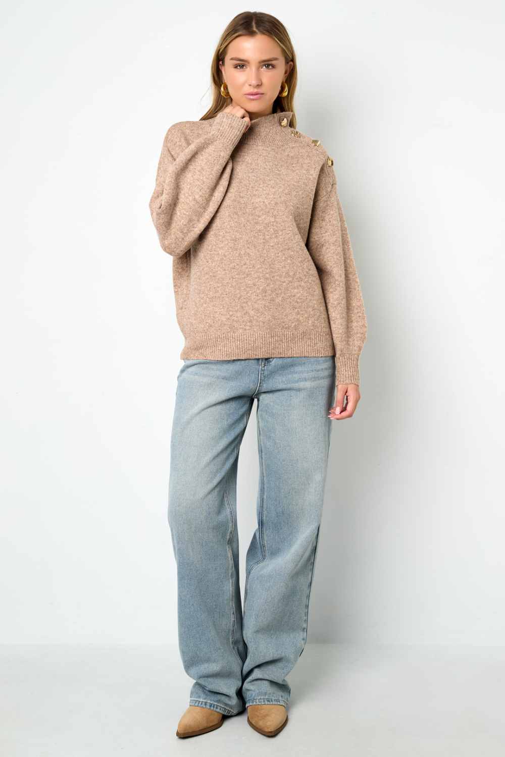 Pull Col Roulé Femme En Fibre De Polyester Tricotée Style Décontracté Couleur Unie h5Image7