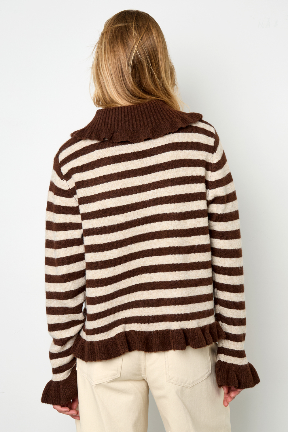 Cardigan Femme En Fibre De Polyester Tricotée Style Décontracté À Rayures Image12