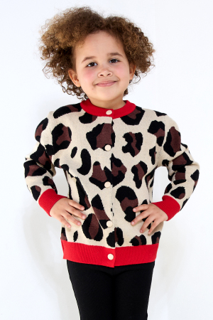 Cardigan Tricot Viscose Femme Imprimé Léopard Motif Élégant h5 Image4
