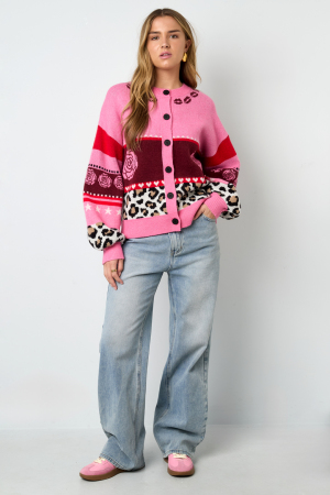 Cardigan Femme En Fibre De Polyester Tricotée Style Décontracté Imprimé Floral h5 Image8