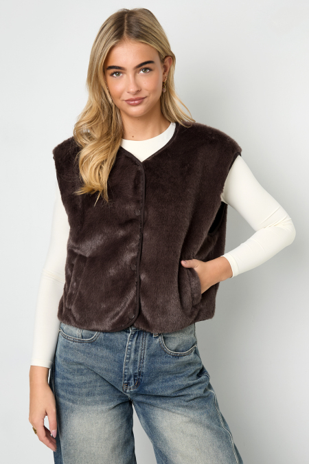 Gilet sans manches en fausse fourrure
