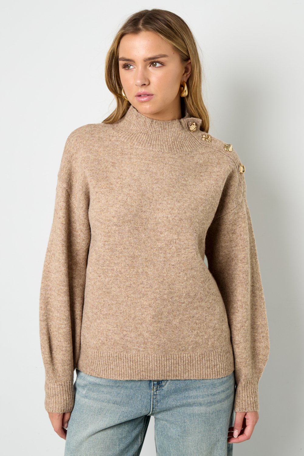 Pull Col Roulé Femme En Fibre De Polyester Tricotée Style Décontracté Couleur Unie h5Image5