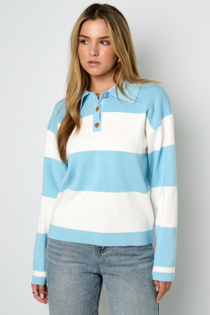 Pull À Col Polo Femme En Viscose Tricotée Rayures Automne/Hiver h5 Image10