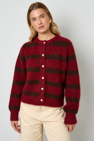 Cardigan Femme En Fibre De Polyester Tricotée Style Décontracté À Rayures h5 Image4