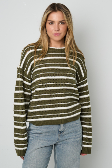 Pulls Tricotés Fibre de Polyester Femmes Casual Rayures