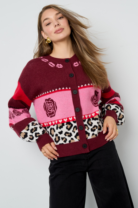 Cardigan Femme en Fibre de Polyester Tricotée Style Décontracté Imprimé Floral