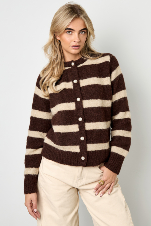 Cardigan Femme En Fibre De Polyester Tricotée Style Décontracté À Rayures h5 Image8