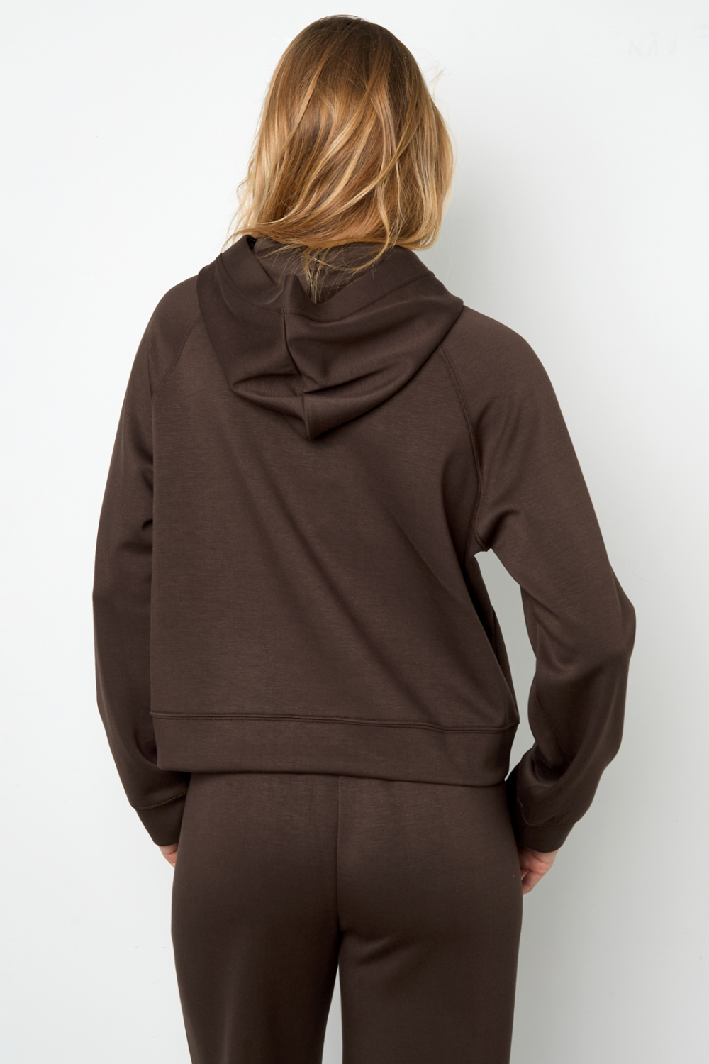 Hoodie Femme En Fibre De Polyester Tricotée Sportive Couleur Unie h5Image4