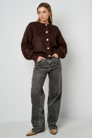 Tricot En Fibre De Polyester Femme Cardigan Tricoté Décontracté Couleur Unie h5 Image4