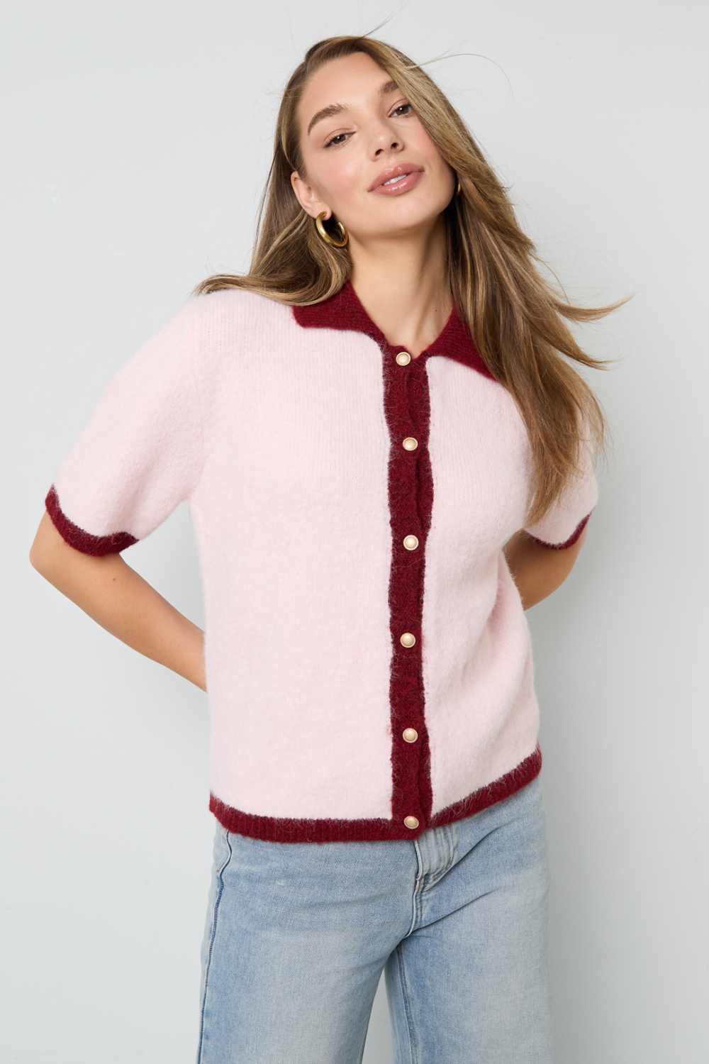 Pull En Fibre De Polyester Tricoté Pour Femme Style Décontracté Contraste De Couleurs Image6