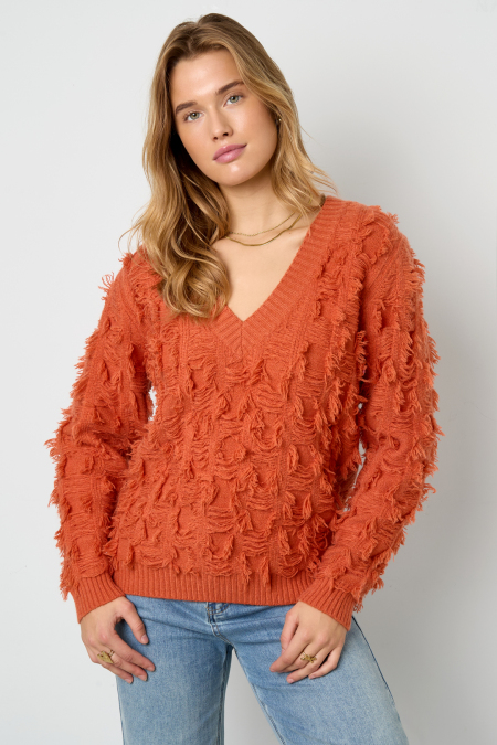 Pull en V à franges