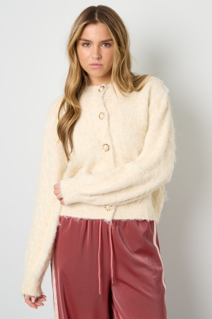 Tricot En Fibre De Polyester Femme Cardigan Tricoté Décontracté Couleur Unie h5 Image7
