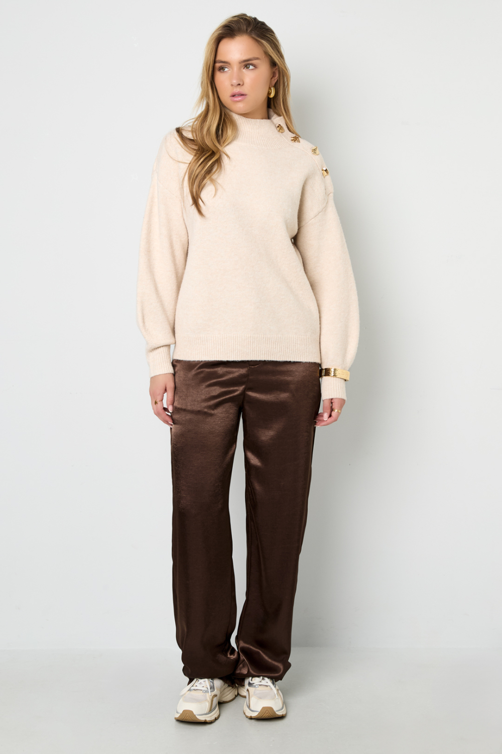 Pull Col Roulé Femme En Fibre De Polyester Tricotée Style Décontracté Couleur Unie h5Image4