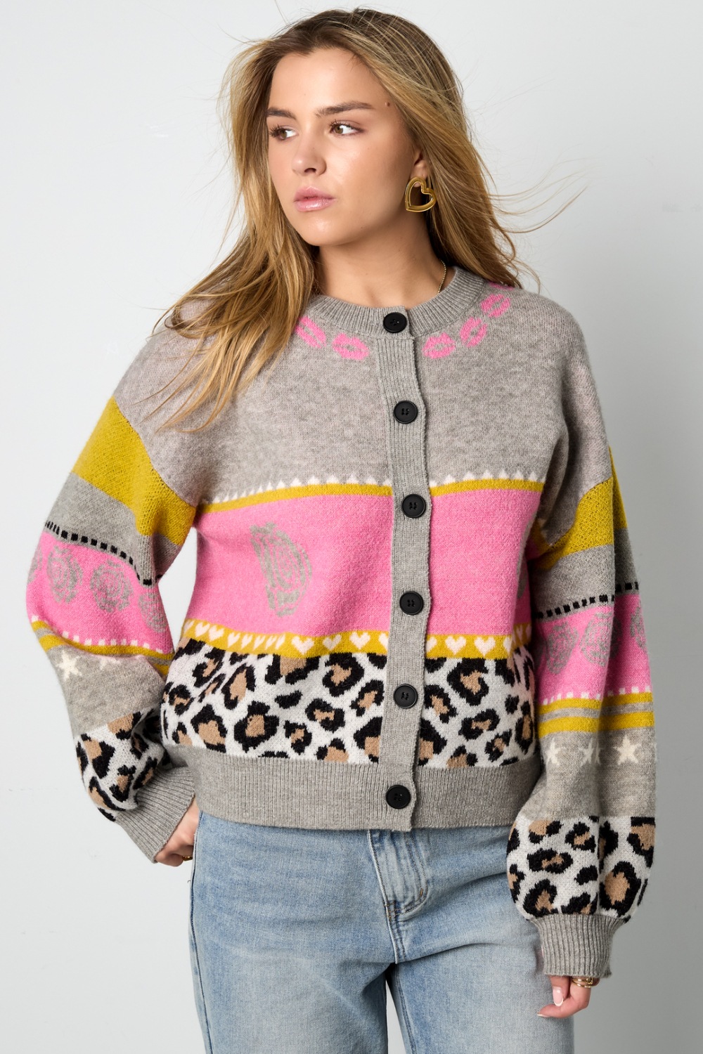 Cardigan Femme En Fibre De Polyester Tricotée Style Décontracté Imprimé Floral Image4