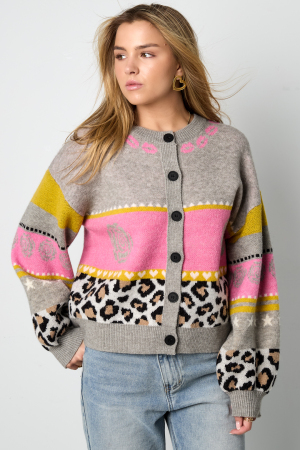Cardigan Femme En Fibre De Polyester Tricotée Style Décontracté Imprimé Floral h5 Image4