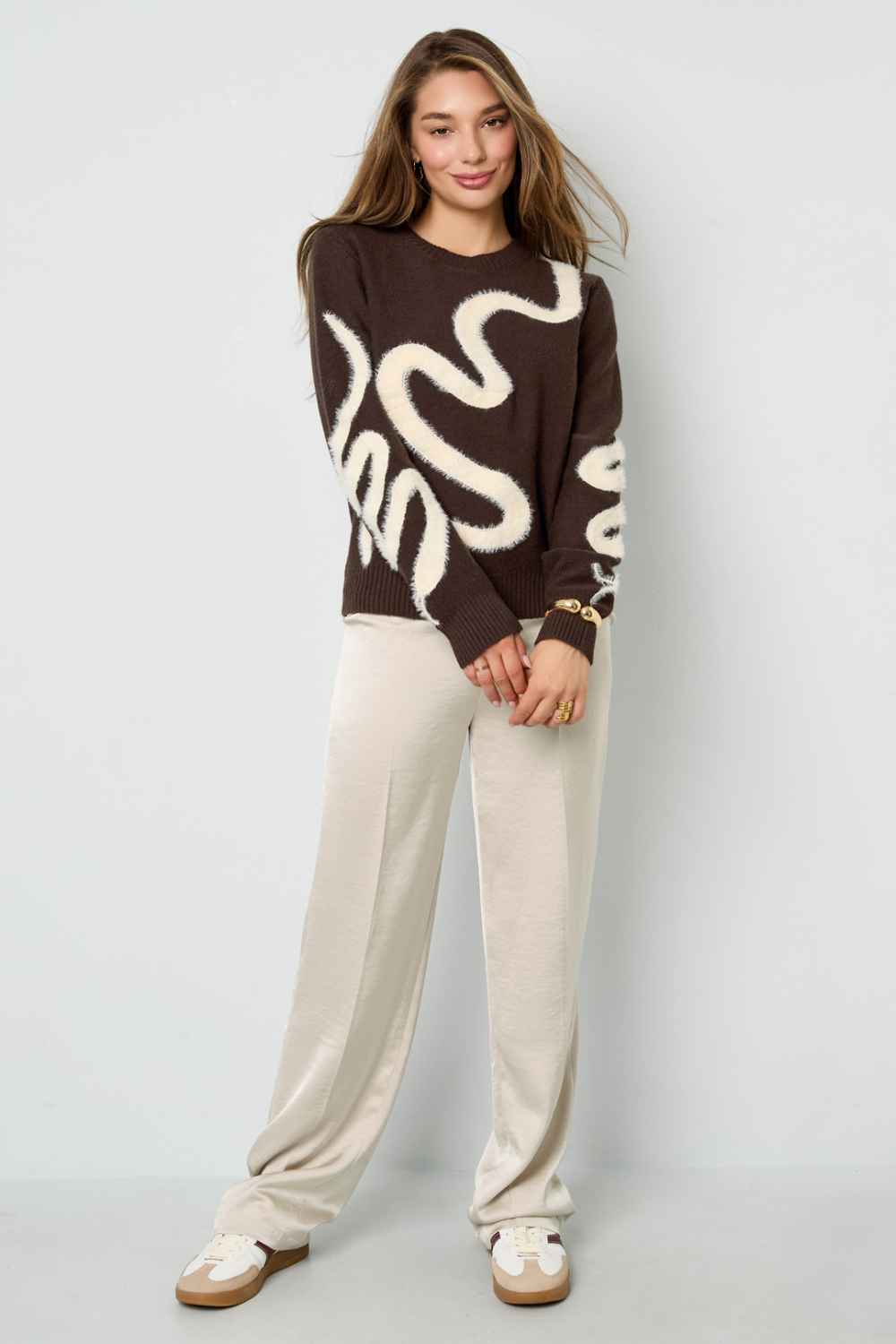 Pulls Tricotés En Fibre De Polyester Pour Femmes Style Décontracté Contraste De Couleurs h5Image11