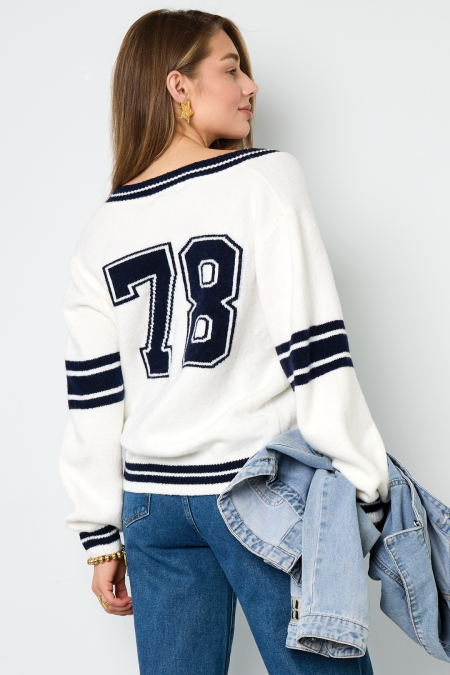 Pull Femme Col V En Maille Fibre de Polyester Sportif Rayures Contrastantes