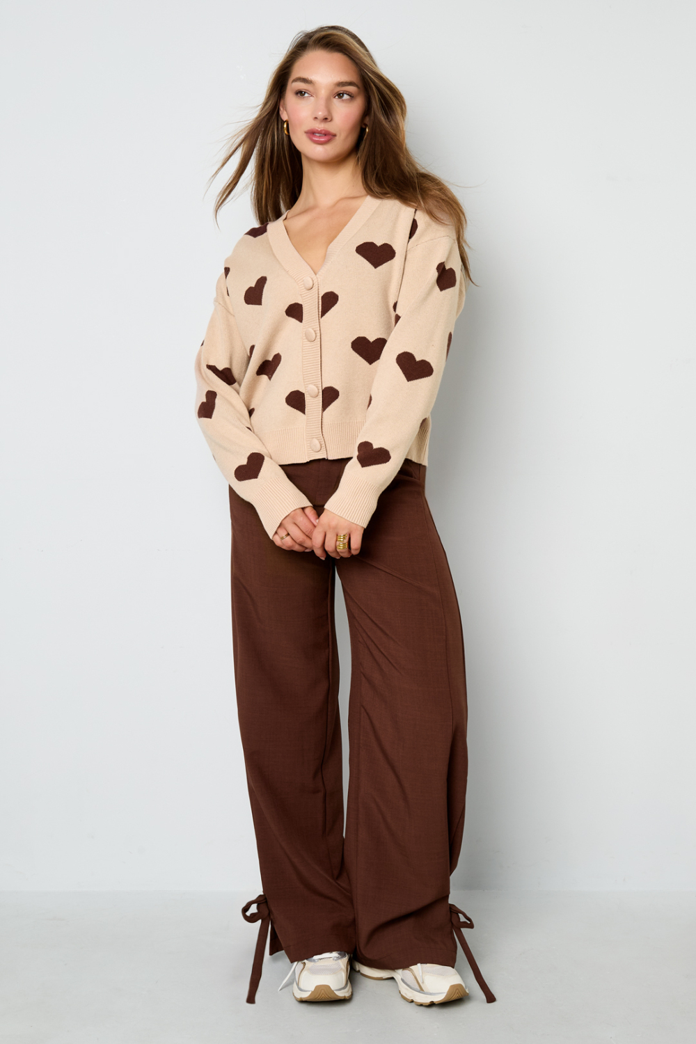 Viscose Tricotée Cardigan Femme Mignon Motif Cœur Automne/Hiver Image7