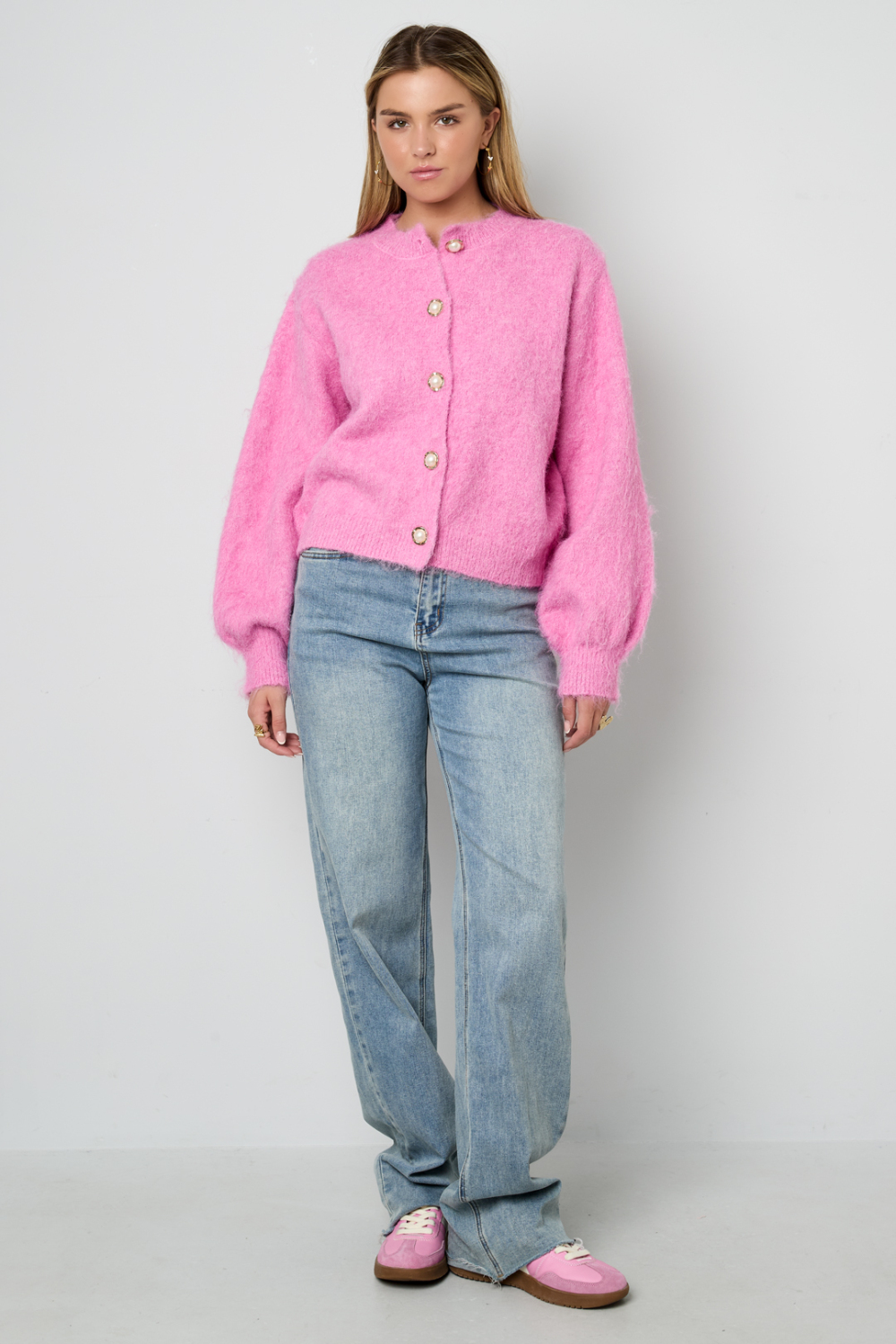 Tricot En Fibre De Polyester Femme Cardigan Tricoté Décontracté Couleur Unie h5Image13