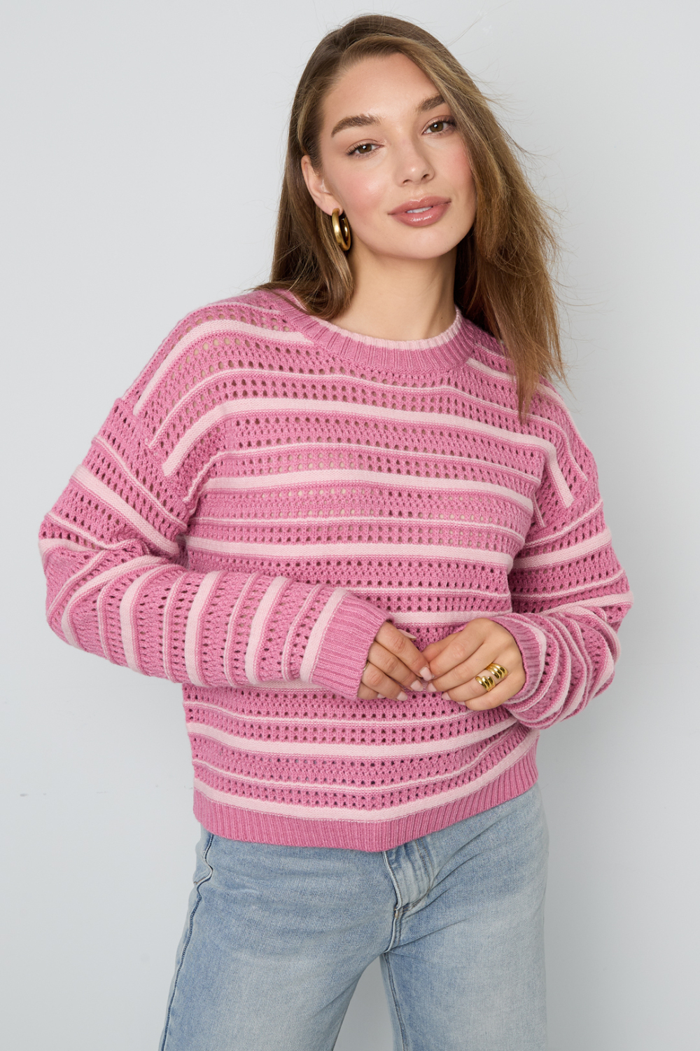 Pulls Tricotés Fibre De Polyester Femmes Casual Rayures Image10