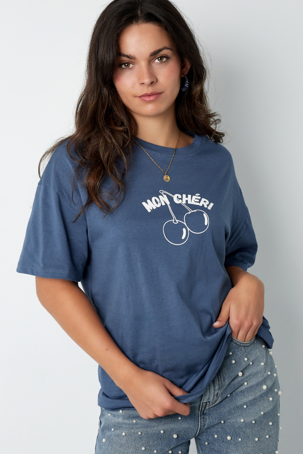 Coton T-Shirt Femme Oversized Imprimé Mon Cheri h5Image2