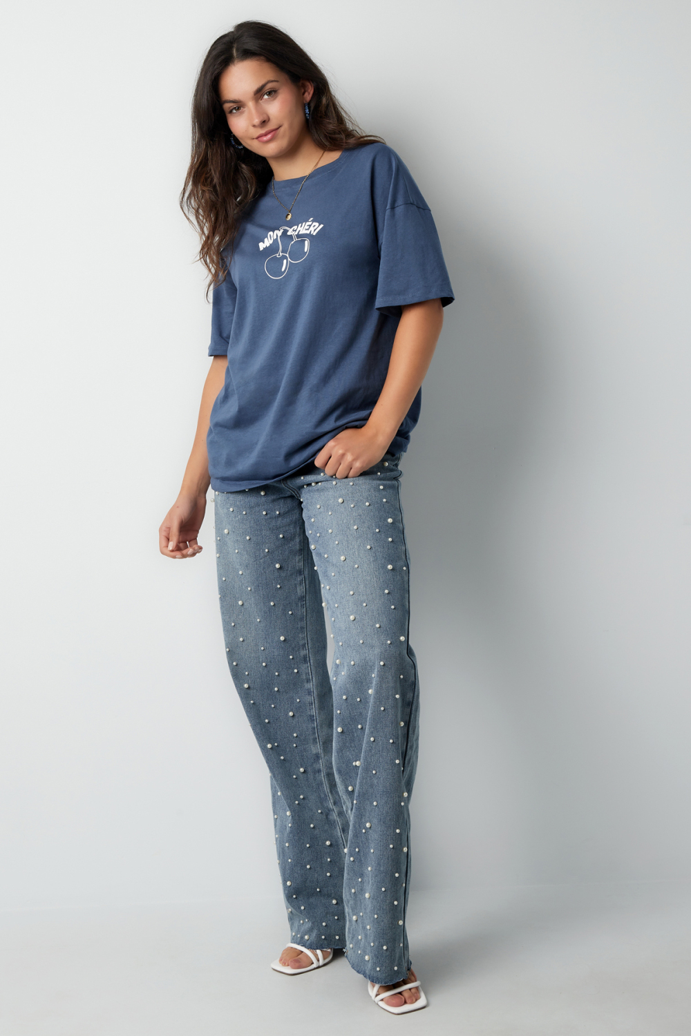 Coton T-Shirt Femme Oversized Imprimé Mon Cheri h5Image4