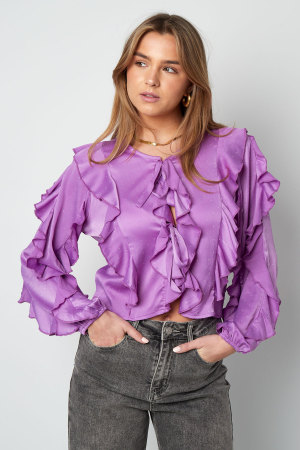 Polyester Haut Femme Manches Longues Volants Devant Nœud h5 Image4