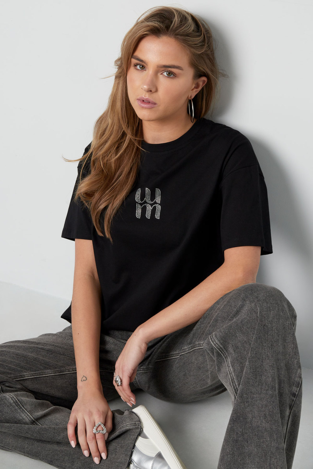 Coton T-Shirt Femme Oversized Logo Minimaliste Image2