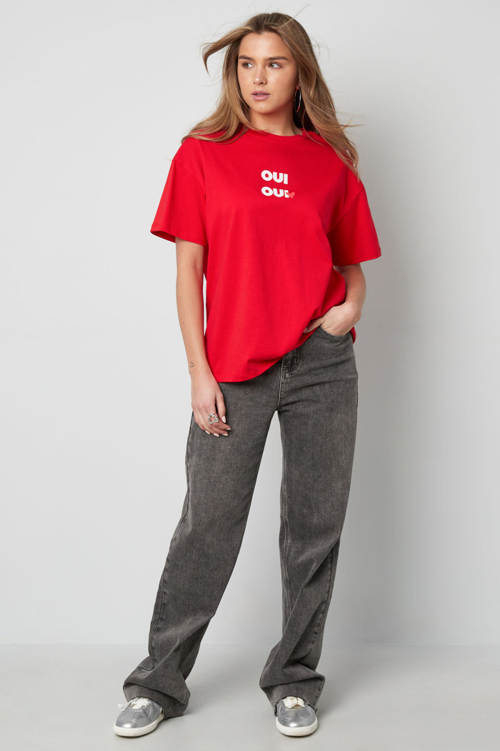Coton T-Shirt Femme Oversized Imprimé Oui h5Image4