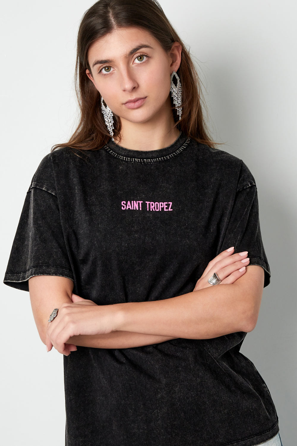 Coton T-Shirt Femme Oversized Imprimé Saint Tropez Image2