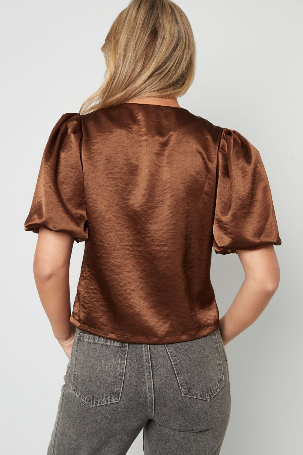 Tissu Polyester Fibre Femmes Tops Manches Courtes Élégant Couleur Unie h5Image6