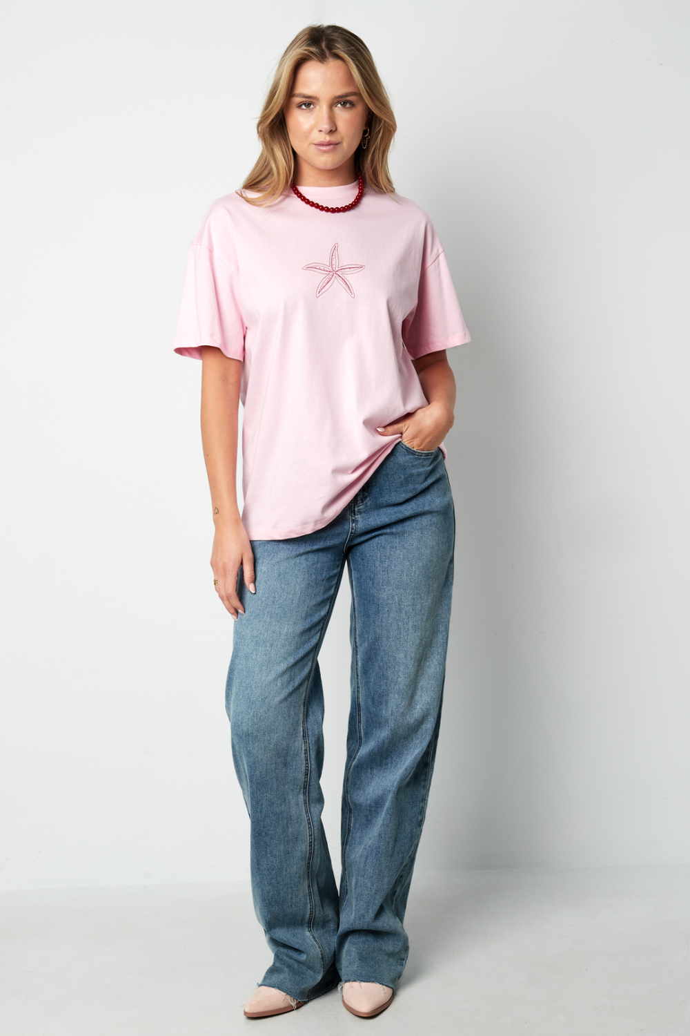 Coton T-Shirt Femme Casual Broderie Étoile De Mer h5Image7