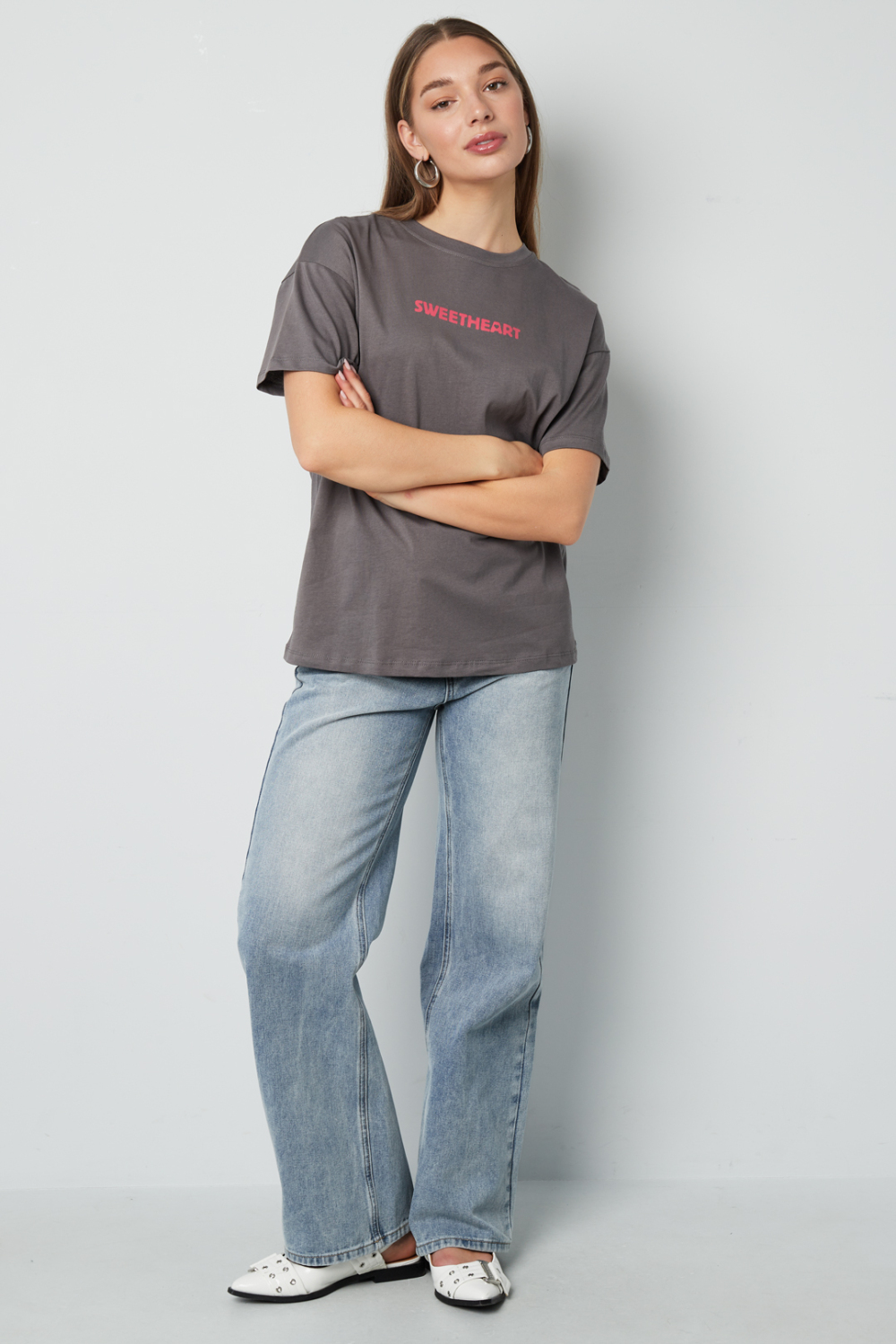 T-Shirt Femme Tricoté Casual Lettres Image5