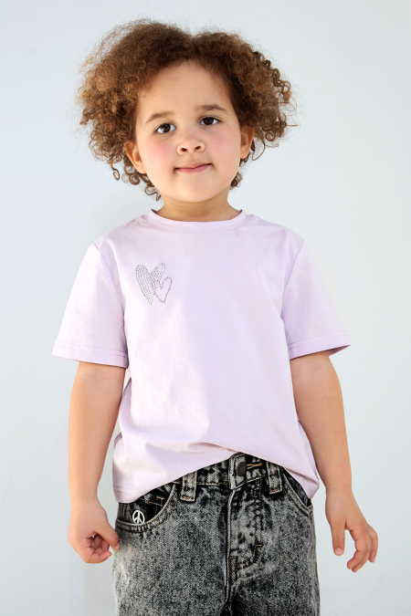 Coton T-Shirt Enfant Casual Motif Cœur Brodé