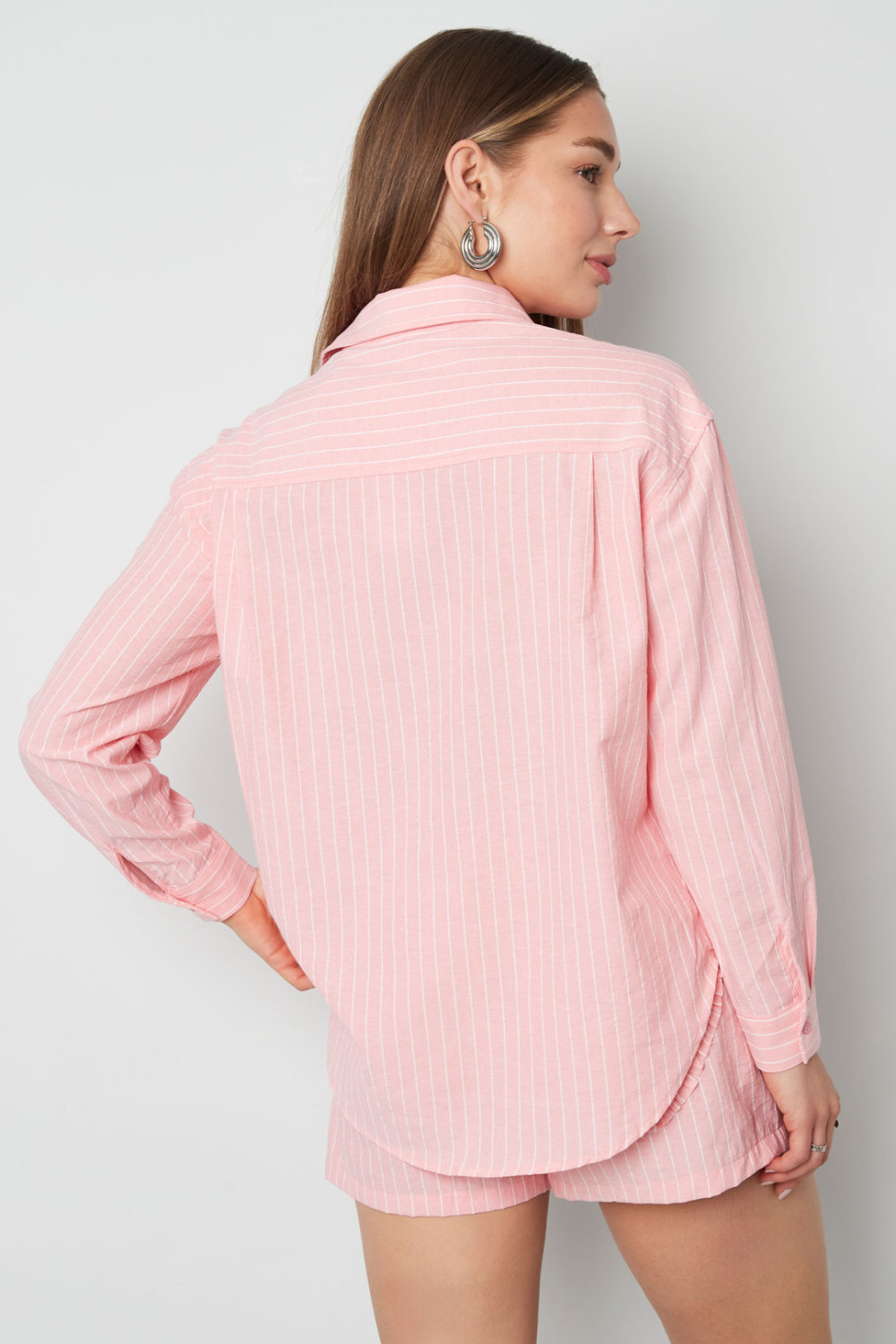Cotton Woven Chemise Femme Casual Stripes Coeur Ruffle Detail Image10