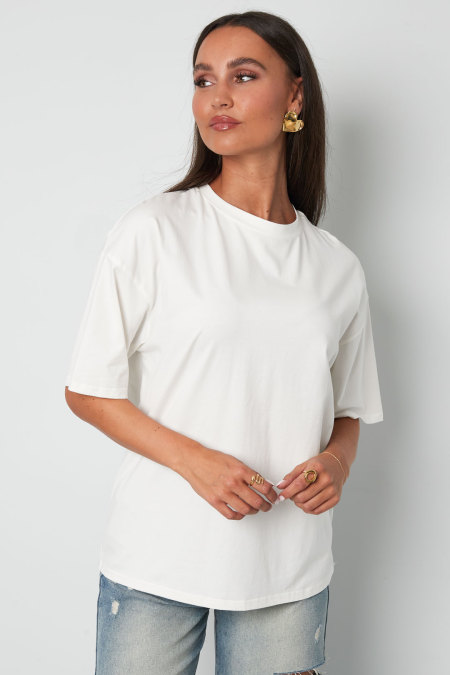 Coton Tricoté T-shirt Femme Casual Couleur Unie