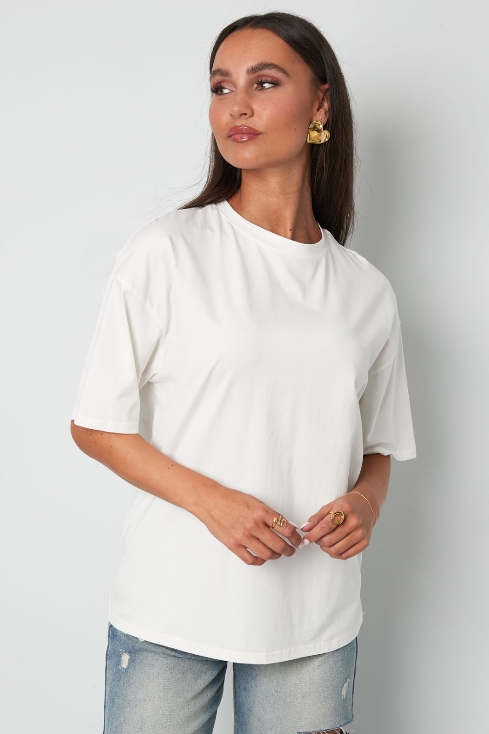 Coton Tricoté T-Shirt Femme Casual Couleur Unie h5Image4