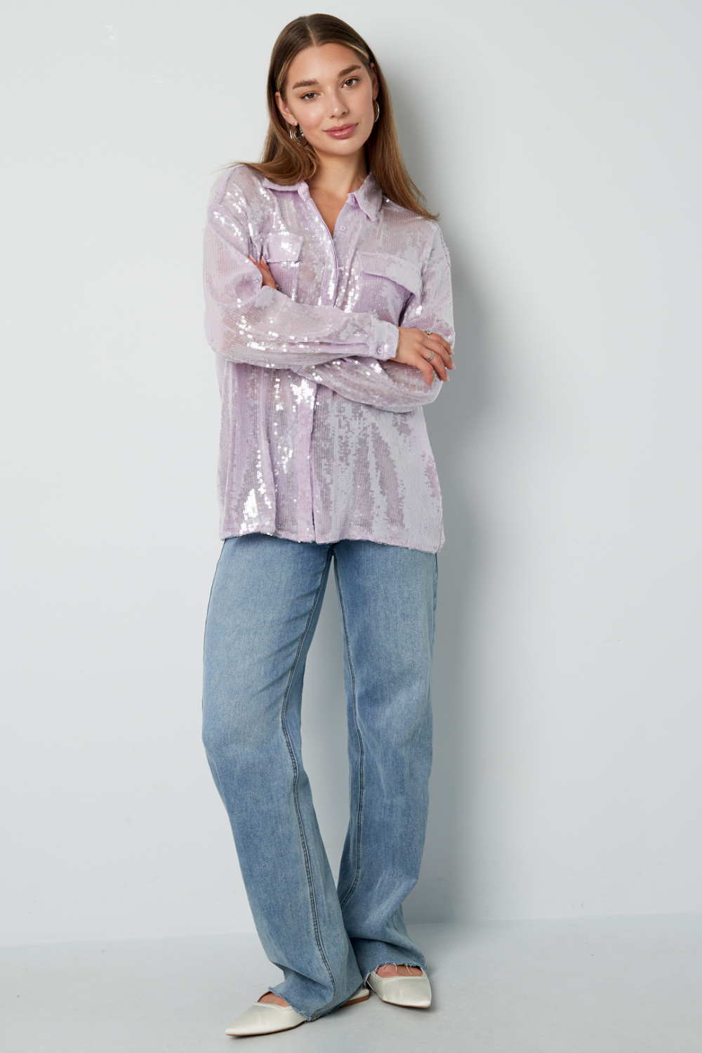 Blouse Femme En Fibre De Polyester Tissée Élégante Couleur Unie Printemps/Été Image9