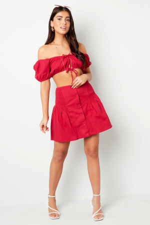 Coton Jupe Mini Femme Fermeture À Boutons Plis Détaillés h5 Image8