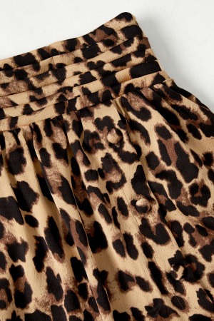 Jupe Mi-Longue Femme En Polyester Imprimé Léopard Ceinture Élastique h5 Image4