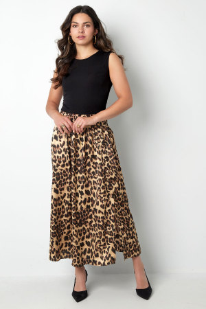 Jupe Mi-Longue Femme En Polyester Imprimé Léopard Ceinture Élastique h5 Image5