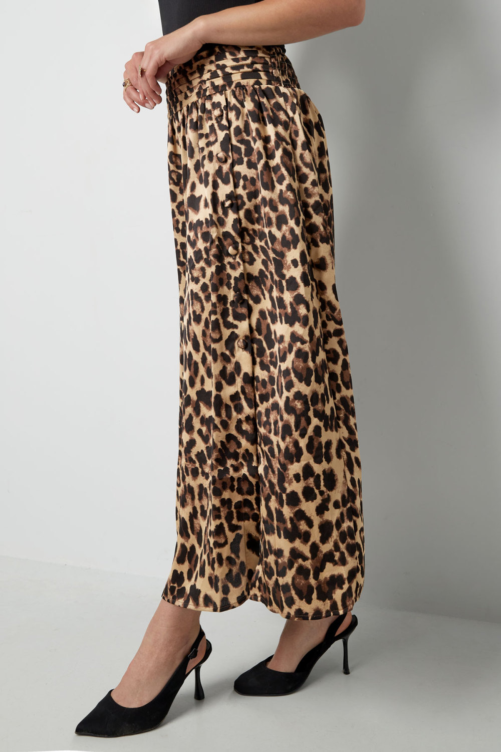 Jupe Mi-Longue Femme En Polyester Imprimé Léopard Ceinture Élastique Image7