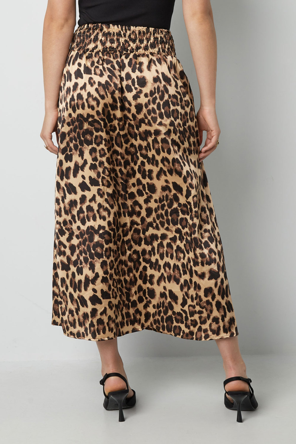Jupe Mi-Longue Femme En Polyester Imprimé Léopard Ceinture Élastique Image10
