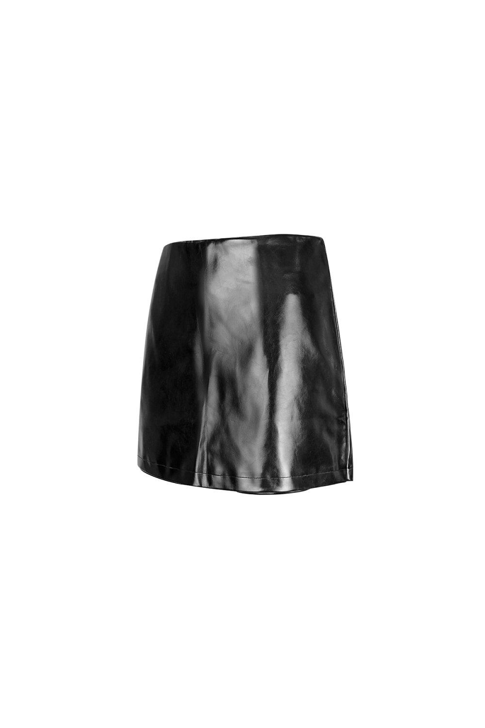 Jupe Mini En Pu Tissée Casual Couleur Unie Image5