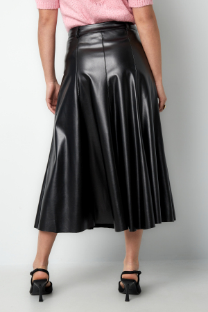 Cuir Synthétique Jupe Mi-Longue Femme Taille Haute Coupe A h5 Image6