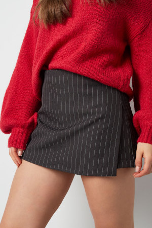 Jupe Courte À Pinces Haute Taille Pour Femme, Rayures Fines Noires Et Blanches h5 Image2