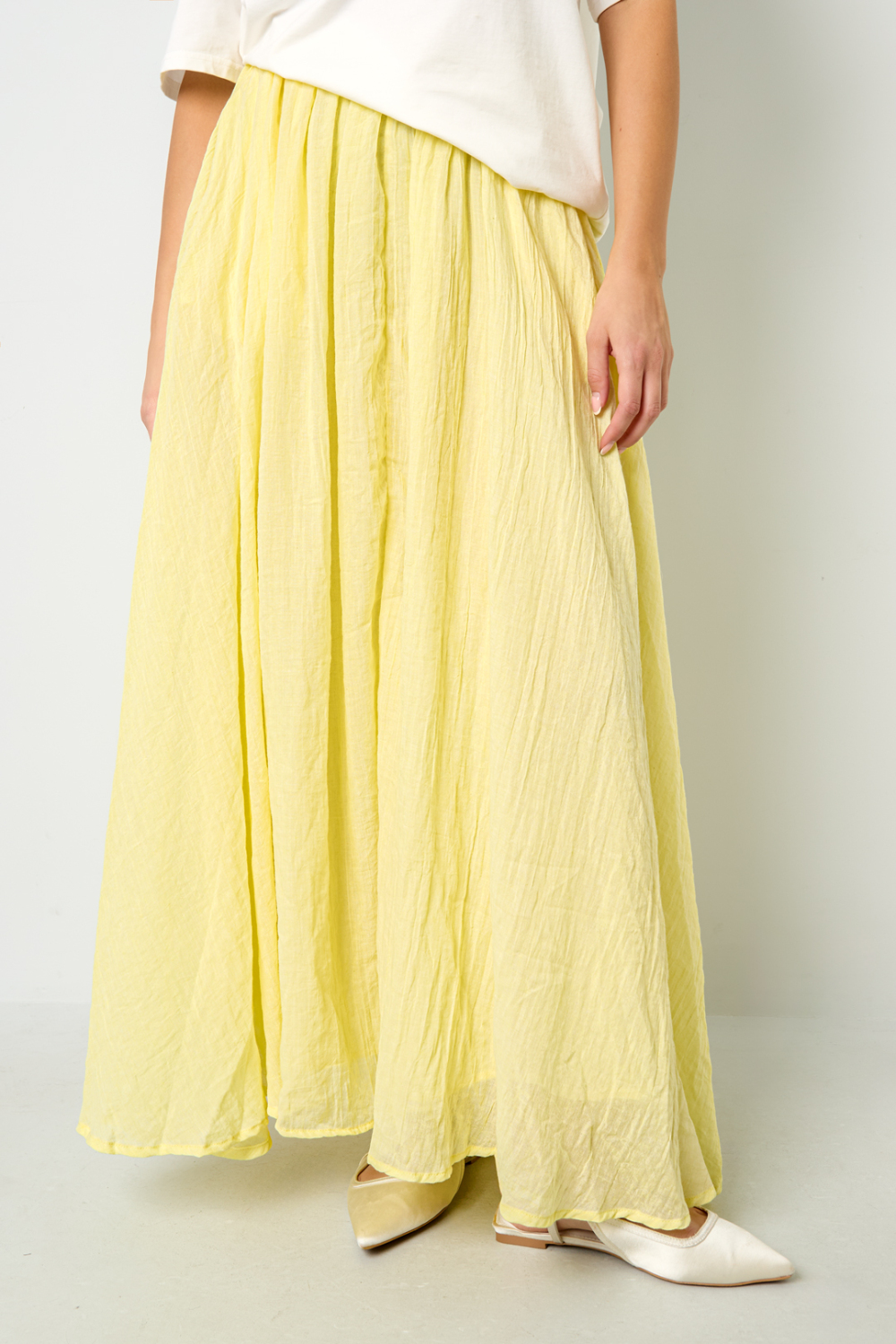 Jupe Maxi Femme En Fibre De Polyester Tissée Style Décontracté Couleur Unie Image4